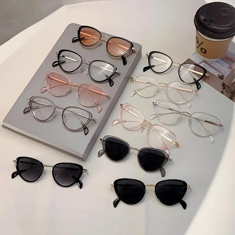 Cat Eye Glasses Women Popular Stylish Black Rim Blue Light Blocking Eyeglasses Ins Trendy Decor Design Eyewear