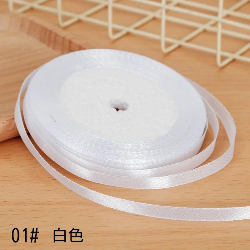 6mm Satin Ribbon DIY Artificial Silk Material Christmas Halloween Wedding Birthday Party DecorationHandmade Bows Gift Wrapping
