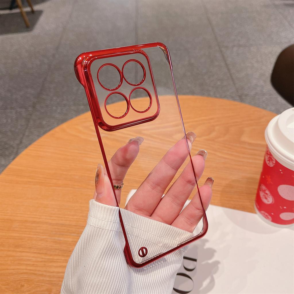 Transparent Plating Frameless PC Hard Phone Case For Xiaomi 15 14 13 12 S 11 Ultra 10 Pro Clear Ultra-thin Half Wrapped Cover