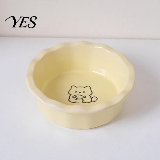Comfortable Cat Feeding Bowl Ceramic Bowl, Round Food Easy To Clean, Durable Pet Feeder Non-Slip Weighted for Cats And Small Dogs Black Chin