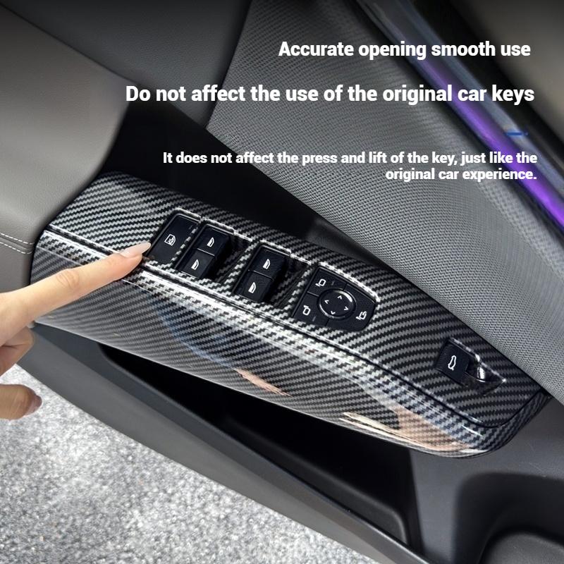 For BMW X3 G45 2025 Carbon Fiber Texture The Glass Key Frame of the Car Window Lift Panel Is Decorated with Interior Accessories