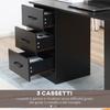 Modern Desk In Wood with 3 Drawers and 3 Shelves for Bedroom and Office, 120x49x72cm, Black