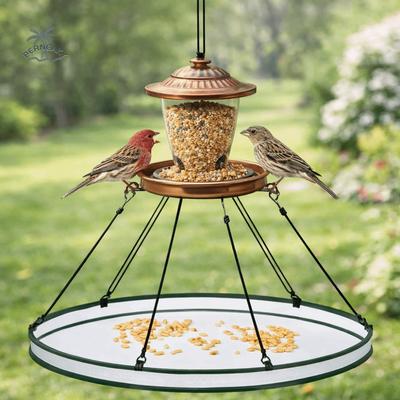Plateau collecteur de nourriture pour oiseaux pliable Anti-renversement Grande capacité Mangeoire à oiseaux suspendue Collecte efficace Coupe-vent Station d'alimentation pour oiseaux