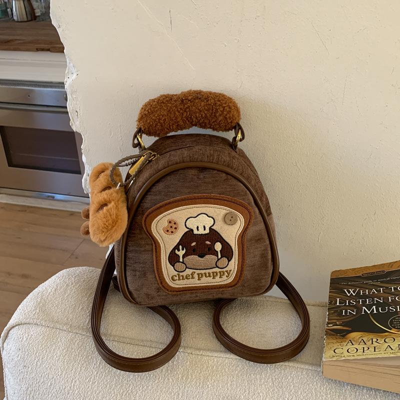 Schoolbag backpack Korean version women retro cute chef puppy backpack women casual cartoon commuter casual backpack