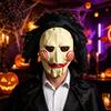 Unique Halloween Outfit Addition Horror Latex Mask, Scary Clown Face Headpiece with Black Hair Spooky Blood Stained Mask for Adults Wig, Breathable