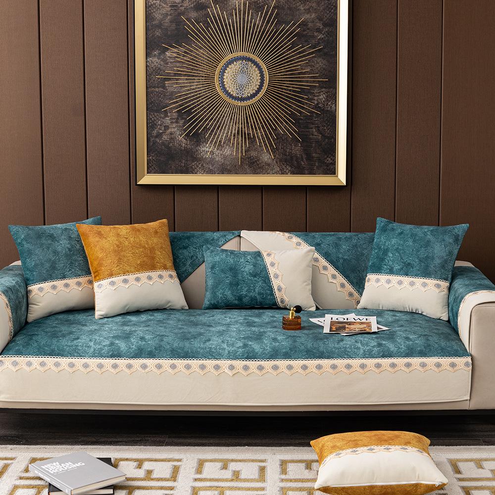 

Роскошный кружевной чехол для дивана, нескользящий для 3-местного синели, пэчворк, L-образный чехол для дивана, чехол для стула, защита для мебели для гостиной Cushion cover30x50cm