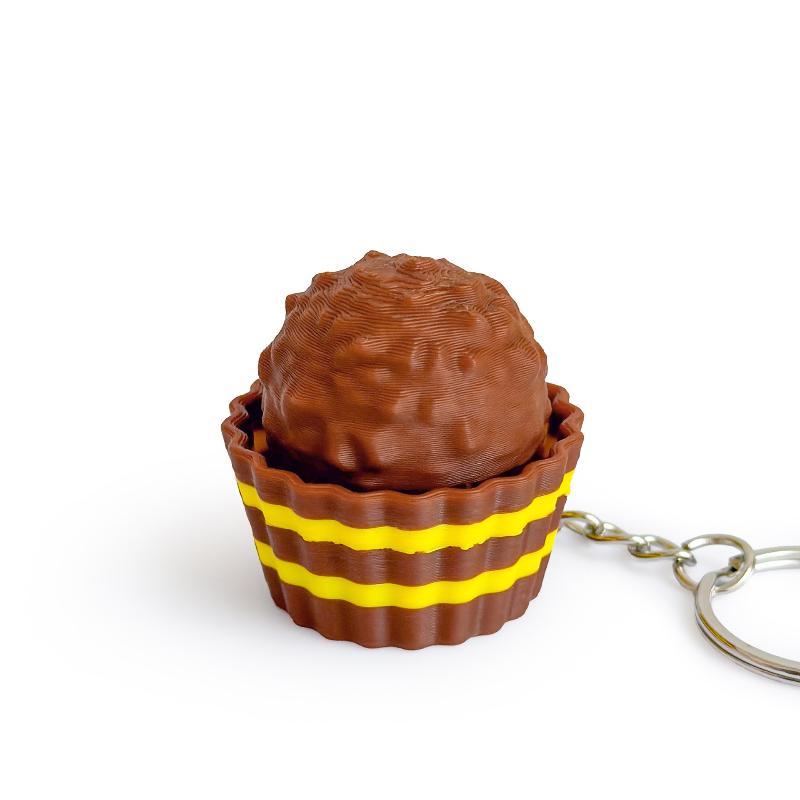 3D Printed Foods Clicker Keychain Simulation Cake Chocolate Pendant for Office Desk Accessories Collection A4