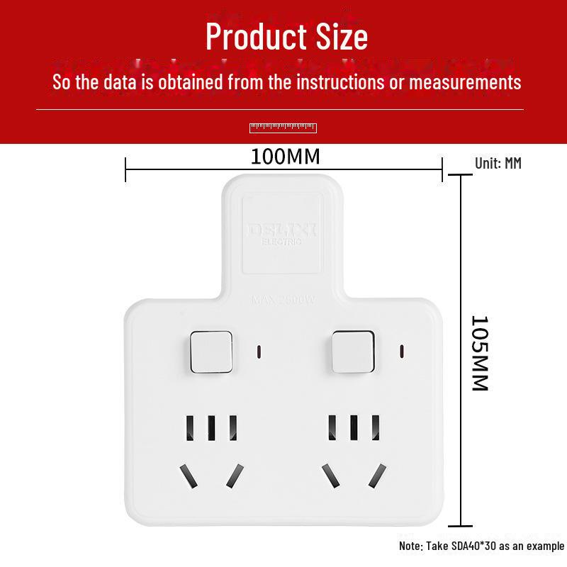 Delixi Multi-Function Socket Strip: One-to-Two Plug, Wire-Free, Multi-Hole Panel Expansion Converter.