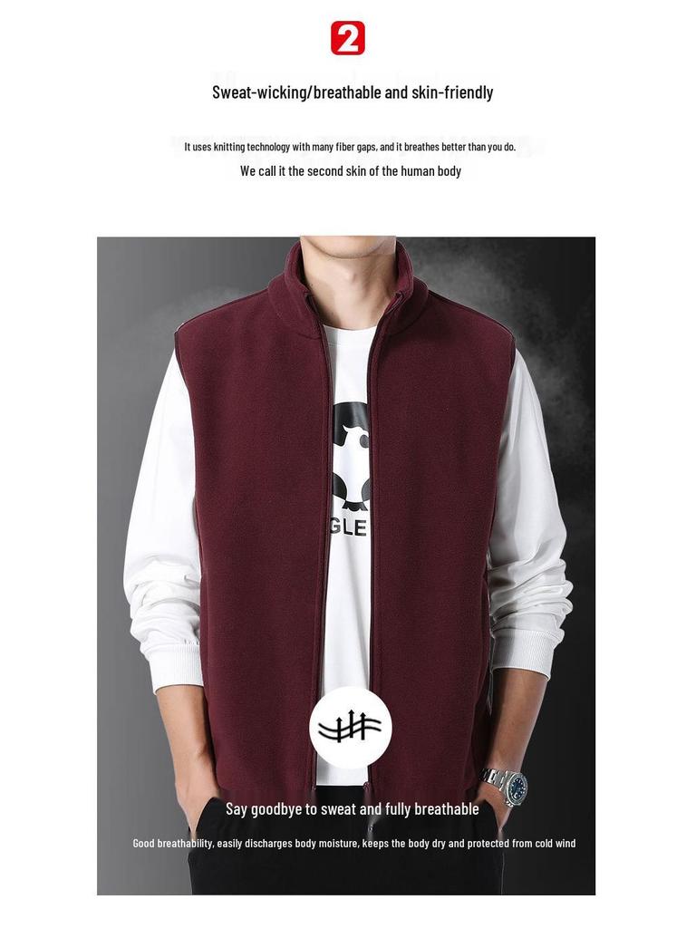 Herren Fleece-gefütterte ärmellose Weste - Herbst/Winter lässige Sport-Außenbekleidung