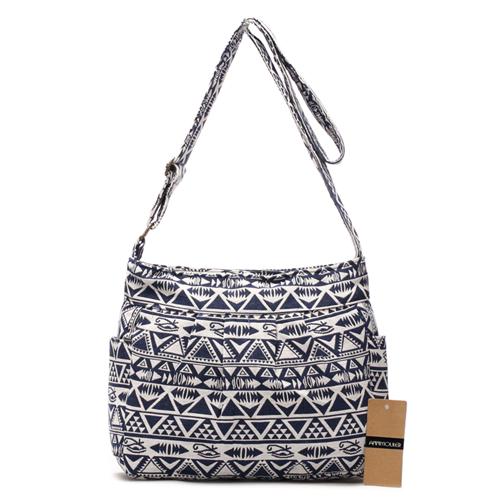 

Annmouler Vintage Women Shoulder Bag Cotton Fabric Flap Bag Bohemian Style Messenger Bag Elephant Print Crossbody Zipper Bag (20cm Max Length 30cm)