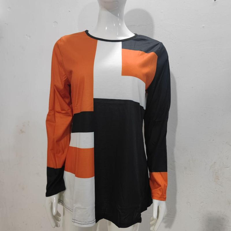 

Spring/Autumn Women s Printed O-Neck Long-Sleeved Shirt XXXXXL