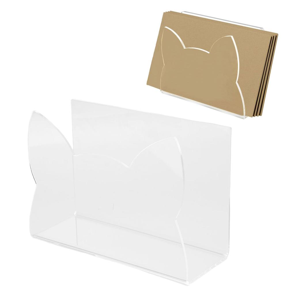 Acrylic Mail Holder Clear Mail Organizer Countertop Letter Envelope Holder for Desk Mail Sorter Letter Stand for Home Office School Cat Shape