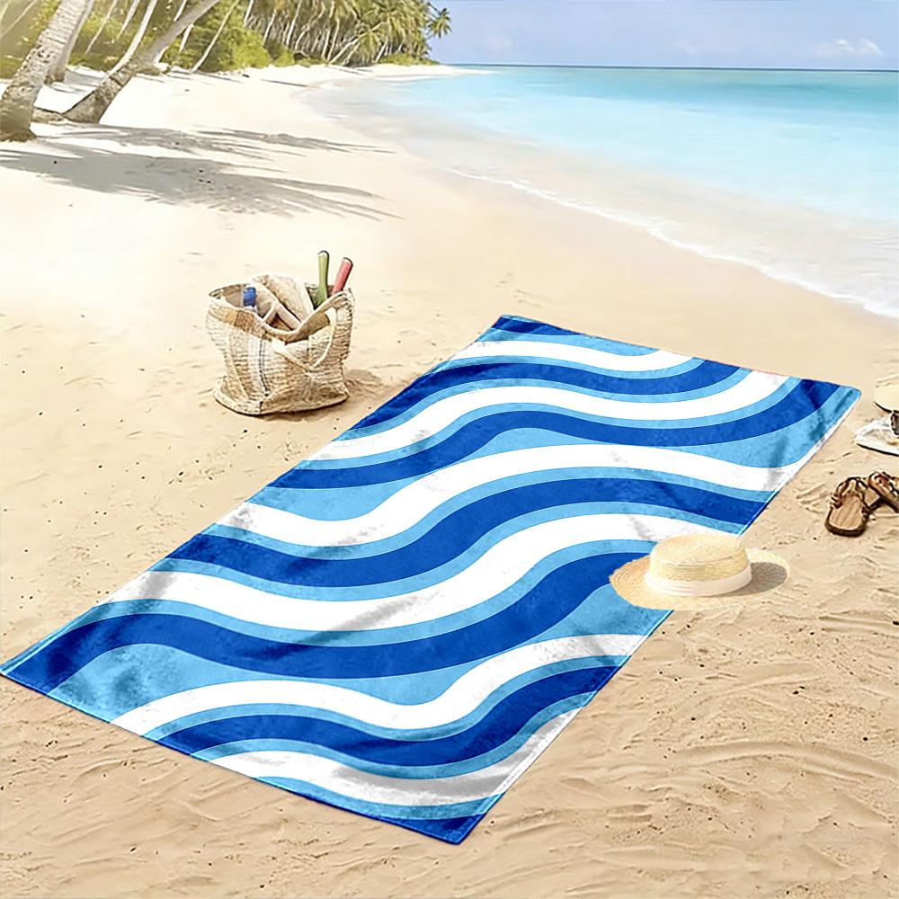 Blue and White Wave Pattern A must-have beach towel for beach travel