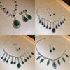 "High-End Luxury Drop Necklace and Earrings Set - European and American Niche Versatile Jewelry"