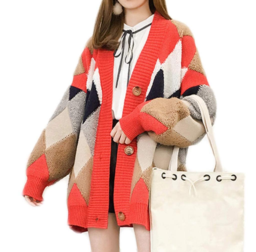 Henri Fluffy Argyle Thick Warm and One Size Fits Korean Short Long Long Sleeve Adult Down Lightweight Boa Long School Cardigan, Outerwear,