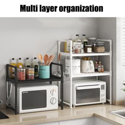 Mikrowellen-Lagerregal Küche Hochkapazität PP-Material Gewürzregal Zweischichtig Ofen Minimalismus Küchenzubehör Organizer
