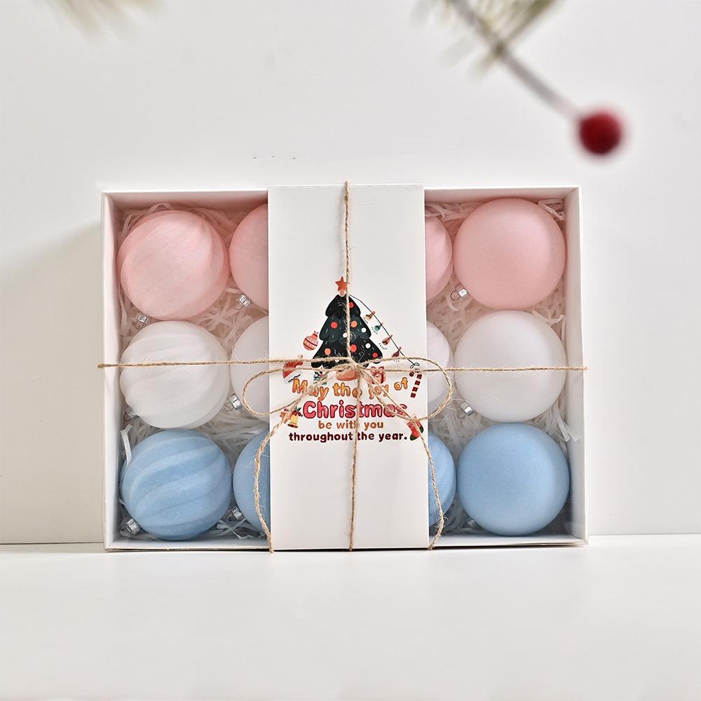 Plastic Flocking Christmas Ball Ornaments Shatterproof Christmas Spheres Pendant  Party Favors