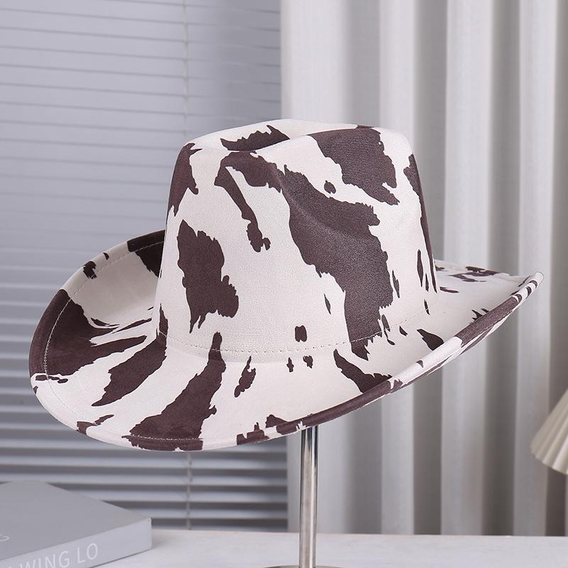 Versatile men's and women's outdoor western cowboy hat fashion suede cow color jazz top hat casual fedora