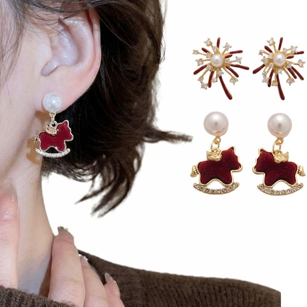 Sparkle Pony Pearl Earrings Cute Earrings for Women Delicate Ear Studs  Gifts