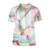 Kids Girl Lollipop 3D Printed Short Sleeved T-shirt Summer Breathable Polyester Simple Round Neck Top