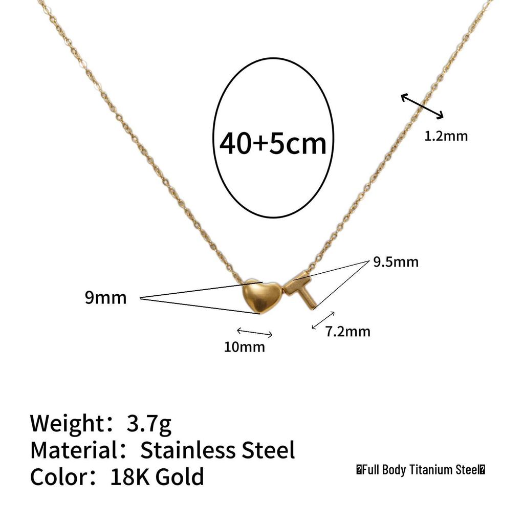 Herz Anhänger Halskette: 18K vergoldeter Edelstahl mit 26 englischen Buchstaben.