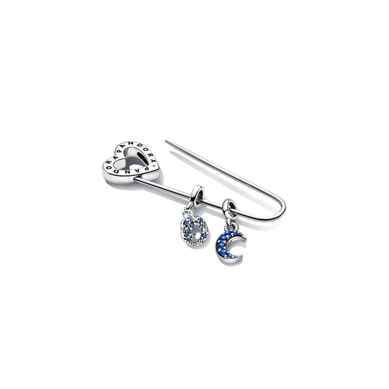 Pandora 925 silver crescent wave brooch set silver ZT2014 серебряный