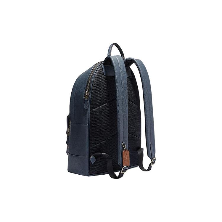 New COACH Cow Leather With Fabric Backpack Tubas Men's Dark Blue CG995-QBDEI