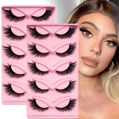 1Pc European and American Style 5-pair Fox-style Slanted Natural One-piece Black Cat-eye False Eyelashes