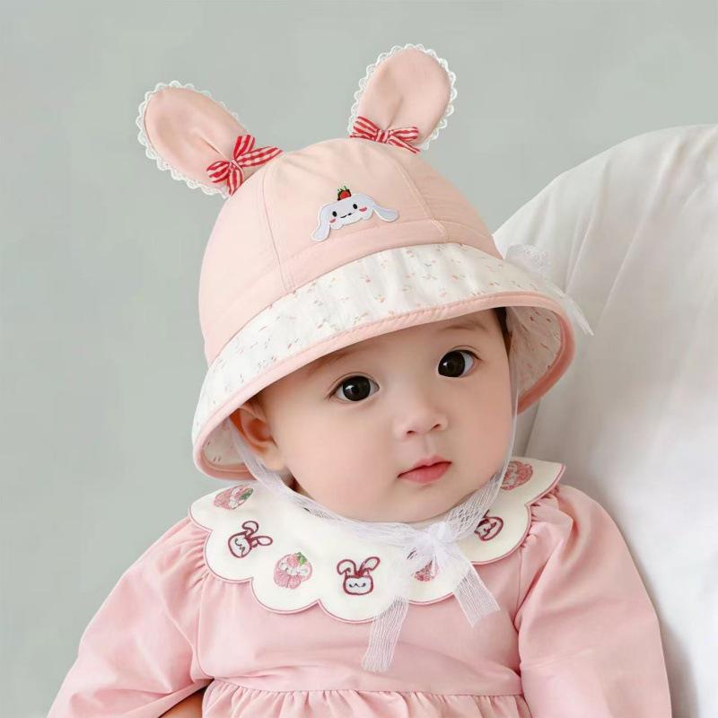 

Spring Baby Hat with Cute Rabbit Ears - Korean Style Sun Protection Bucket Hat for Outdoors. 6-18 months / 46-48CM розовый