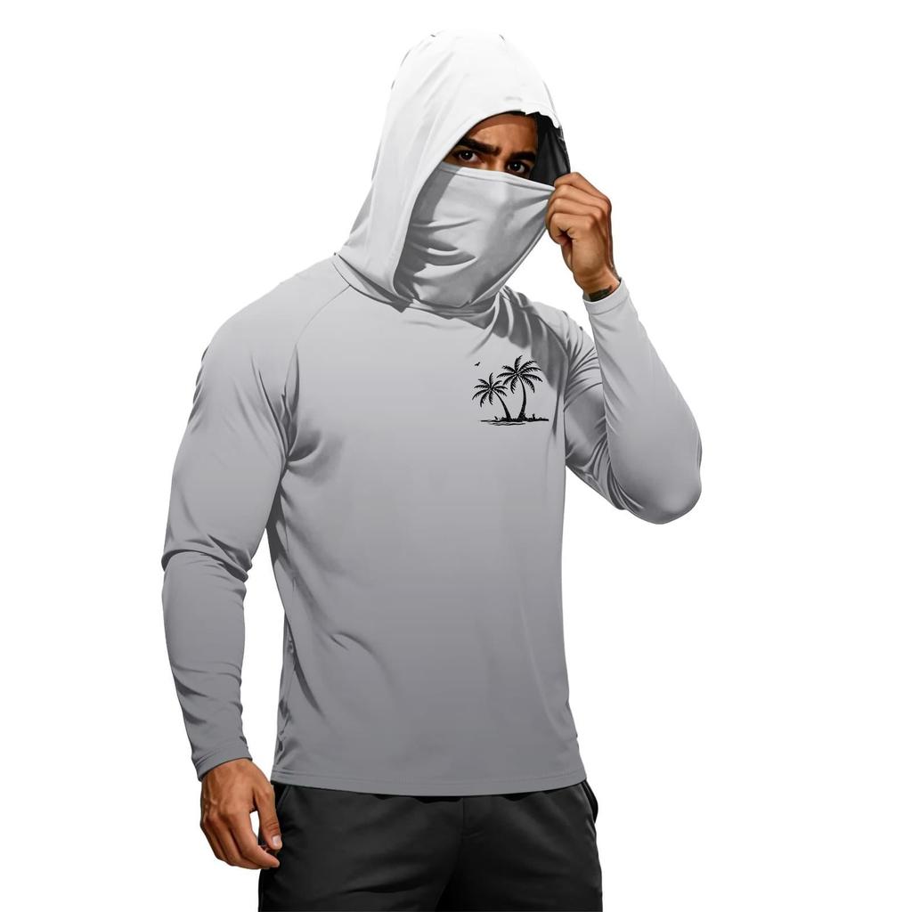 Camiseta de Manga Larga de Verano para Hombre de Secado Rápido con Capucha Protección Solar UPF50 Plus Ligera Transpirable para Fitness Deportes al Aire Libre