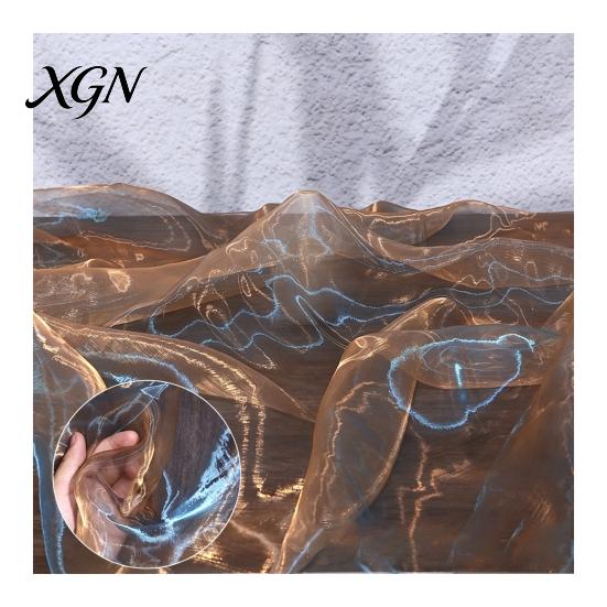 Durable Organza for Fashion Accessories 1 Yard Two Tone Sheer Fabric, 60 Inch Wide Iridescent Silky Decorative Fabric Christmas Tree Ornaments Glitter