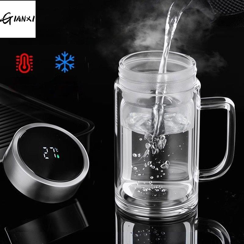 GIANXI 550ML Transparent Glass Cups Portable Handle Coffee Mug Home And Kitchen Drink Items Tea Cup Glassware Espresso Cups