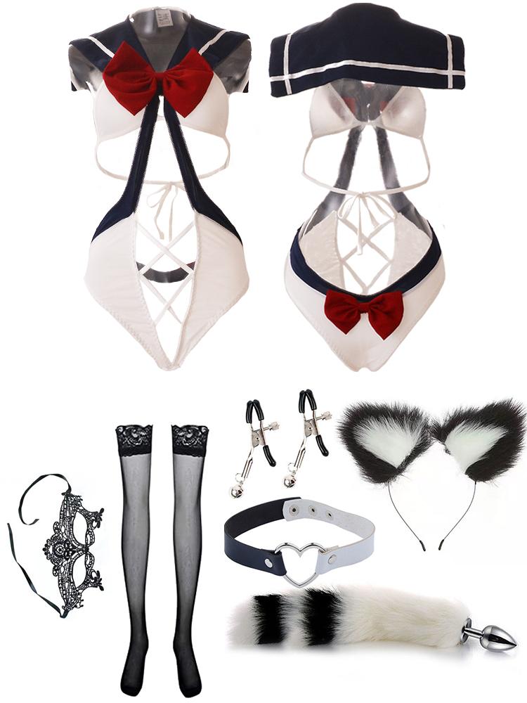 Sexy Lingerie SchoolGirl Babydoll Role Costume Women Erotic Cosplay Student Uniform Maid Mini JK Skirt Tube Dress Sensual Outfit