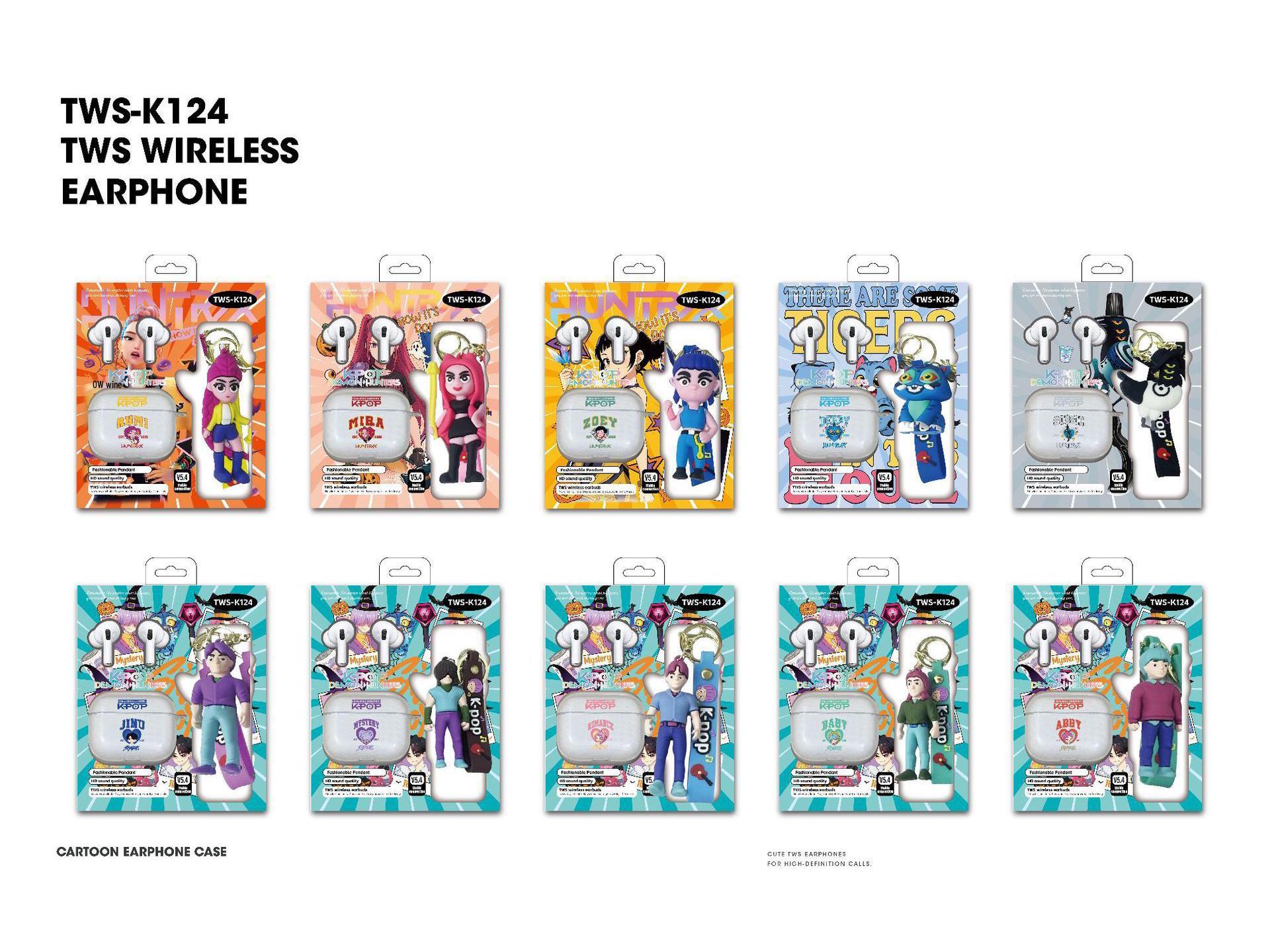 Трансграничные Bluetooth-наушники TWS-K124 Demon Hunter Girl Group с чехлом-подвеской в виде мультяшной куклы