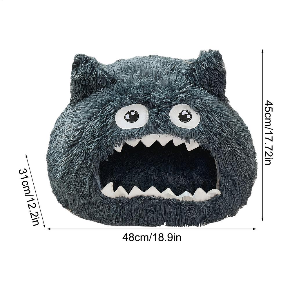 

Cat Bed Cave Cute Warm Mouth Open House Washable Cat Hideaway House with Washable Cushion for Kitten Small Pet Indoor Outdoor S чёрный