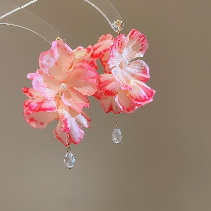 Steel Needle Flower Star Pendant Earrings Sweet Niche Temperament Earrings Exquisite Versatile Fashion High-end Earrings