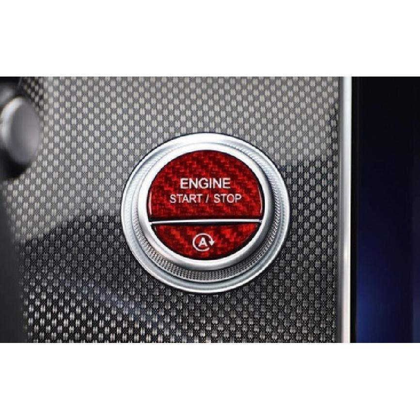 For Benz EQE EQS 22-23 Red Carbon Fiber Start Button Ignition Switch Cover Trim