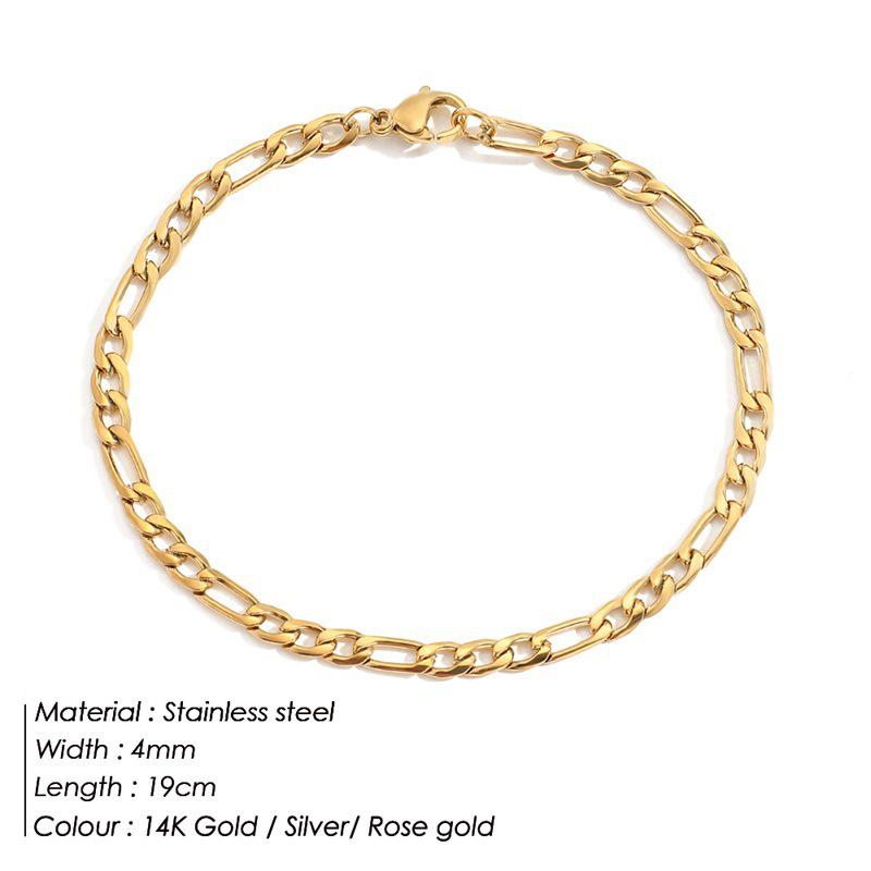 18K Gold-Plated Stainless Steel Figaro Chain Bracelet