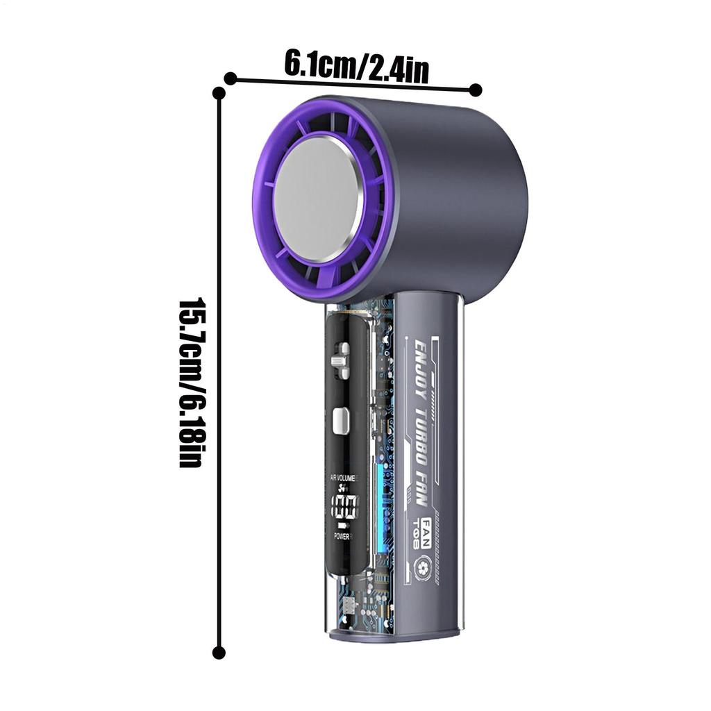 Handheld Fan Portable Hand Fan Personal Cooling LED Display 100 Speeds Rechargeable Air Cooler For Women Kids Hiking Travel