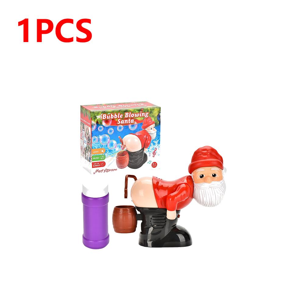Creative Santa Claus Bubble Machine Christmas Gift for Kids Children Xmas Electric Santa Butt Bubble Blower with Music & Light