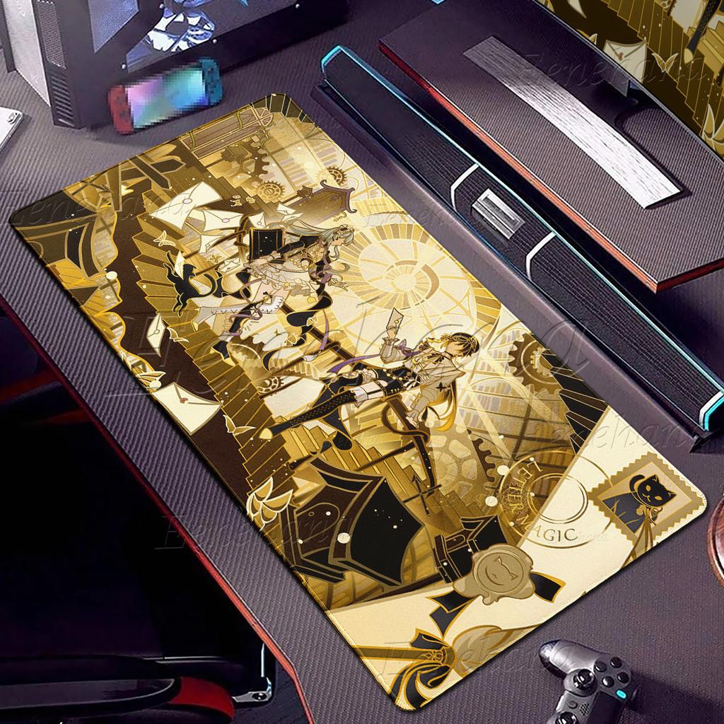 Genshin Impact Mauspad Anime Ästhetik Gaming Verriegelungskante Großes Computerspiel Großes Gummi-Mauspad Laptop-Matte Schreibtischzubehör