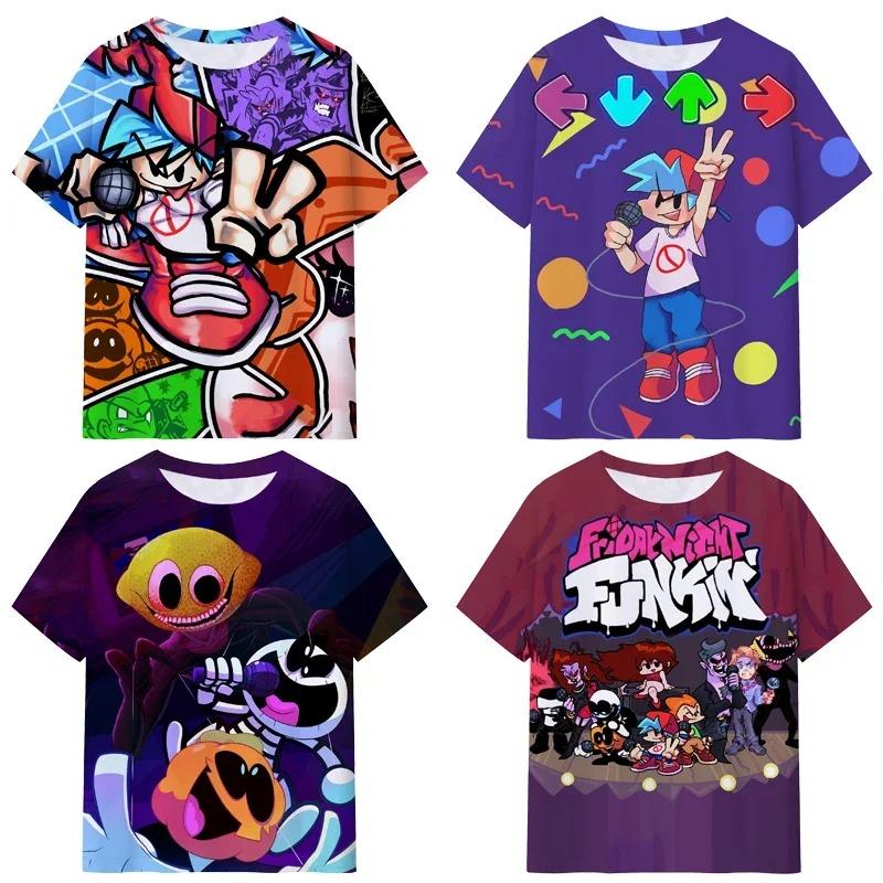 Friday Night Funkin 3D T Shirts Kids Children Game T-shirts Boys Girls Cartoon Anime Tshirts Summer Toddler Tee Streetwear