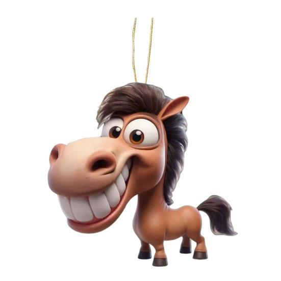 

Funny Horse Acrylic Car Rearview Ornament 2D Flat Cartoon Prank Horse Automotive 1