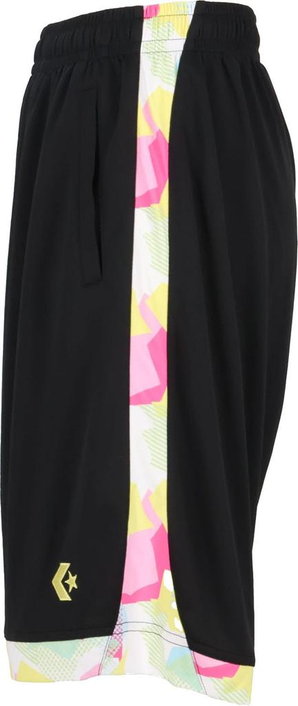 Pantaloni scurți de antrenament de baschet CONVERSE Mărimea L Fete (cu buzunare) CB351853, Elimină transpirația, Uscare rapidă, Negru/Galben,