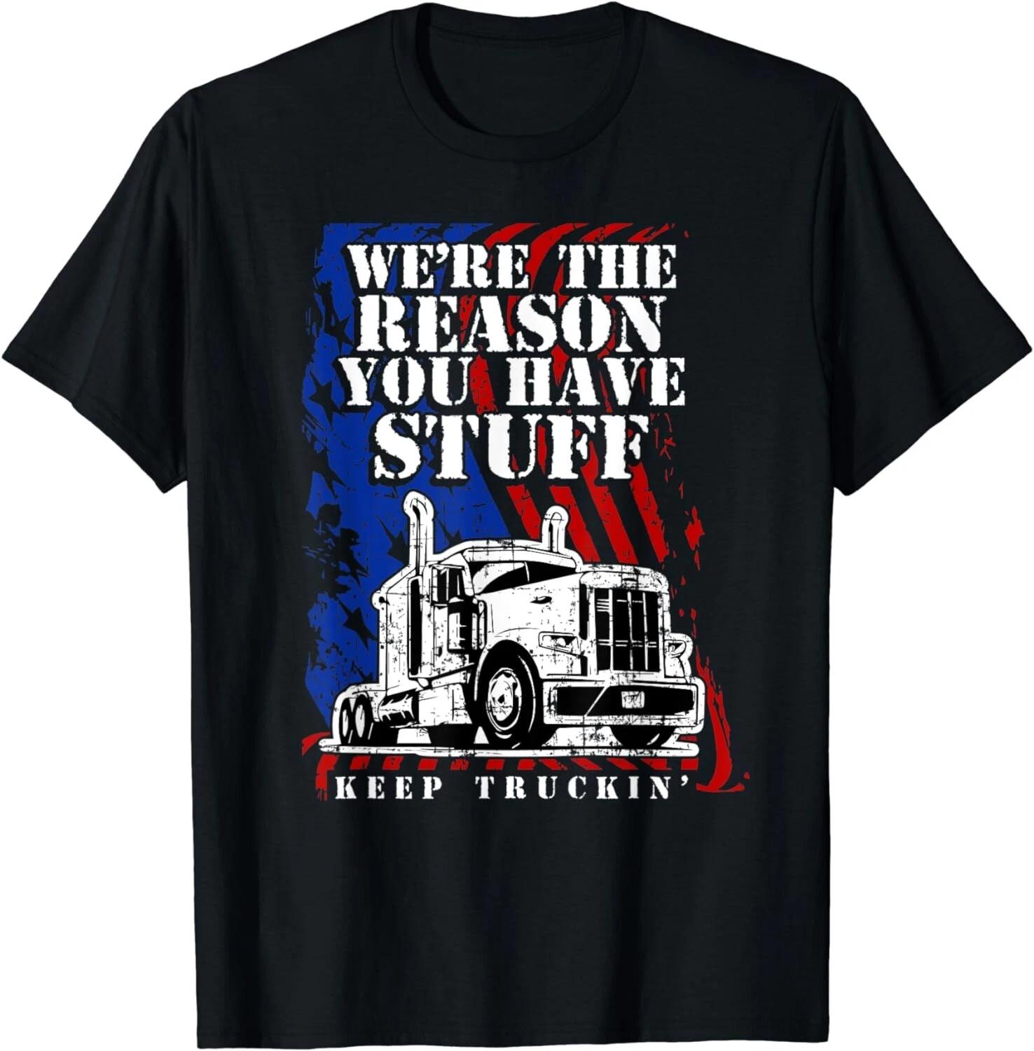 Funny USA Flag Semi Truck Driver Rig Design Gift Truckers Gift Unisex T-Shirt S