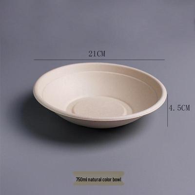 Eco-Friendly 750ml Disposable Wheat Straw Salad Bowls, 50 Count
