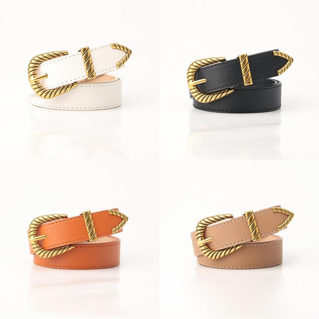 Vintage Leather Belt With Alloy Buckle For Women And Casual Wear