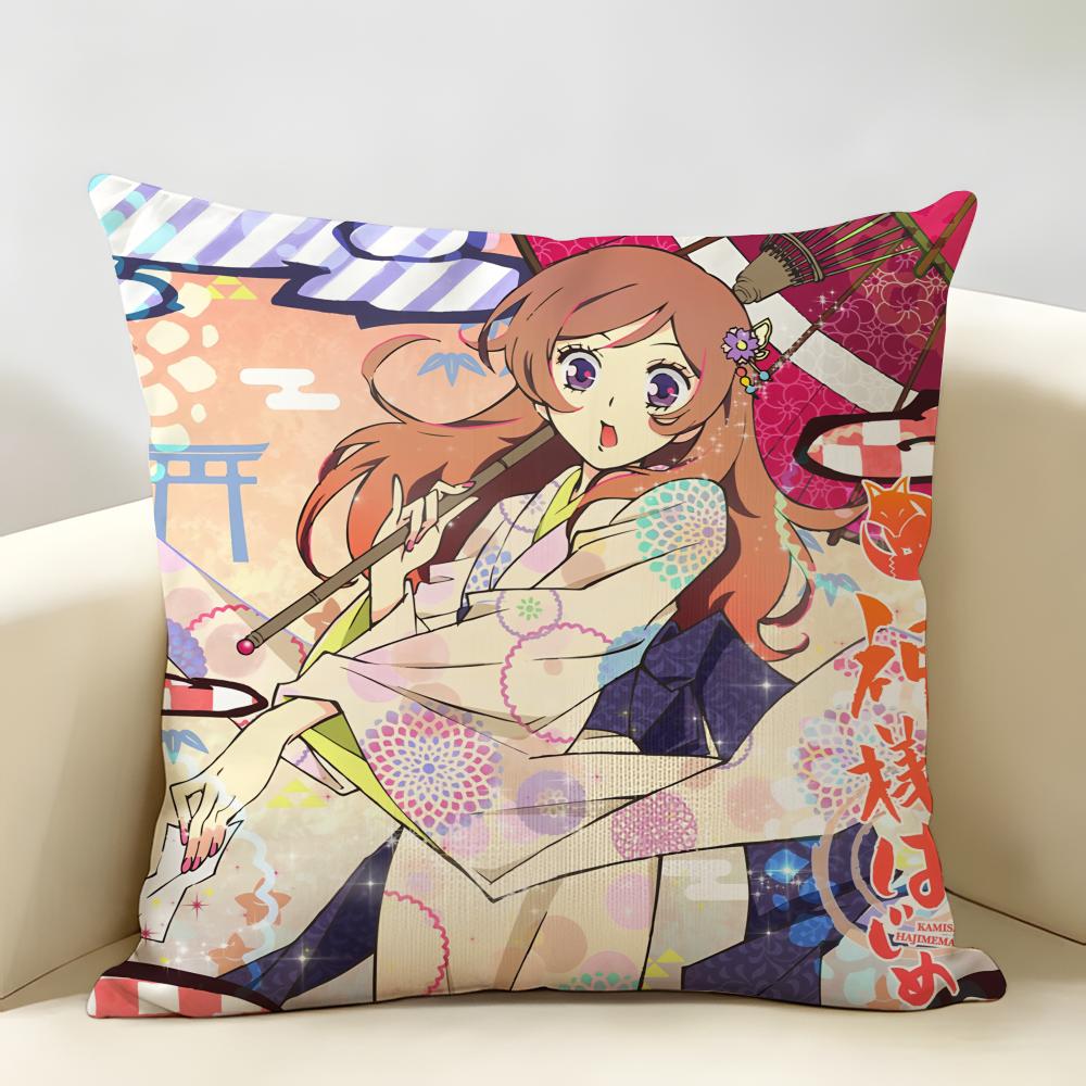Anime KKamisama Hajimemashita Cushion Cover Natural Linen Organic Fabric DoubleSided Printing Room Sofa Decor Pillow Case