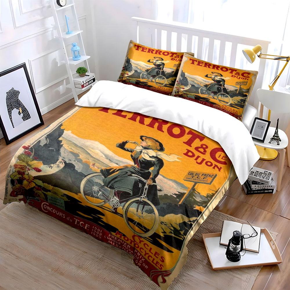 Cyclist with scenic background. Bedding sets Duvet cover sets Duvet covers Pillowcases(1*Duvet Cover 2*Pillowcases without duvet insert)