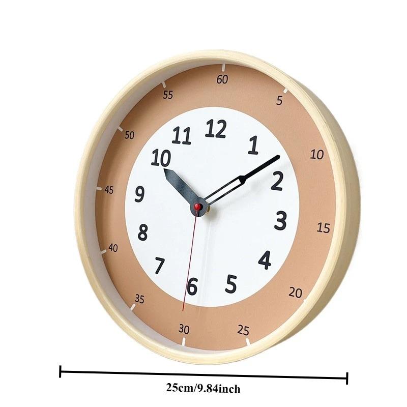 Simple Wall Clocks Modern Creative Silent Clock Living Room Study Solid Wood Clocks Early Childhood Education Cartoon Clock